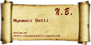 Nyemecz Betti névjegykártya